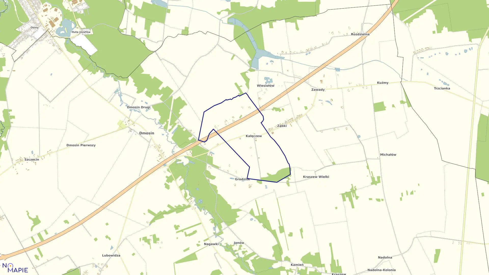 Mapa obrębu KAŁĘCZEW w gminie Dmosin