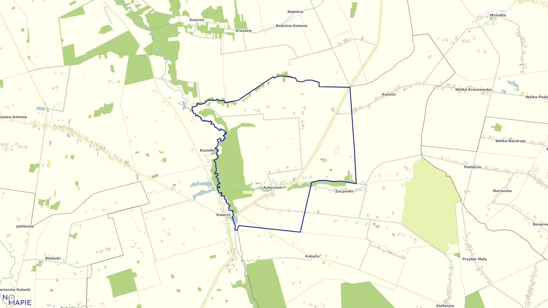 Mapa obrębu KOŁACINEK w gminie Dmosin